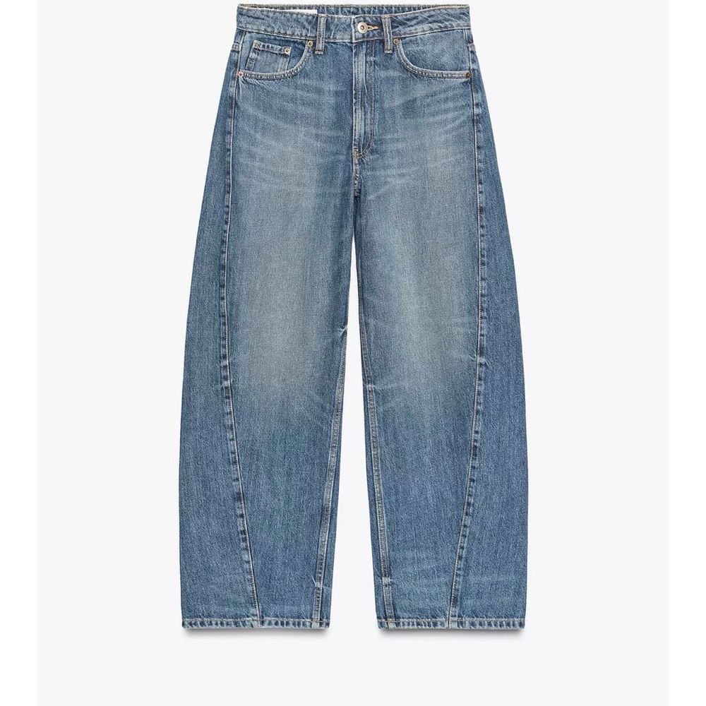 Zara mid-rise barrel jeans